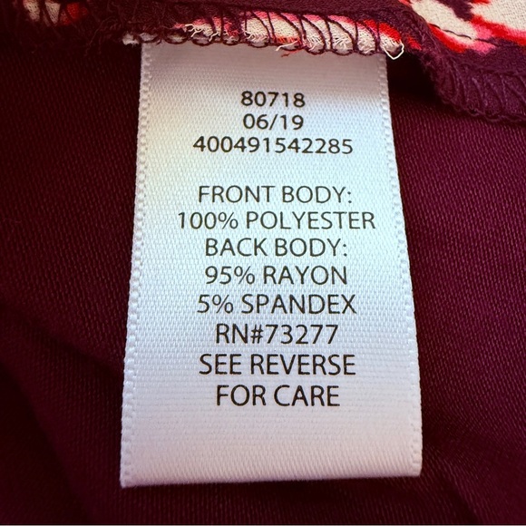 Candies Animal Leopard Print Top Zip Front Sleeveless Size Medium Maroon V-neck - Picture 9 of 11